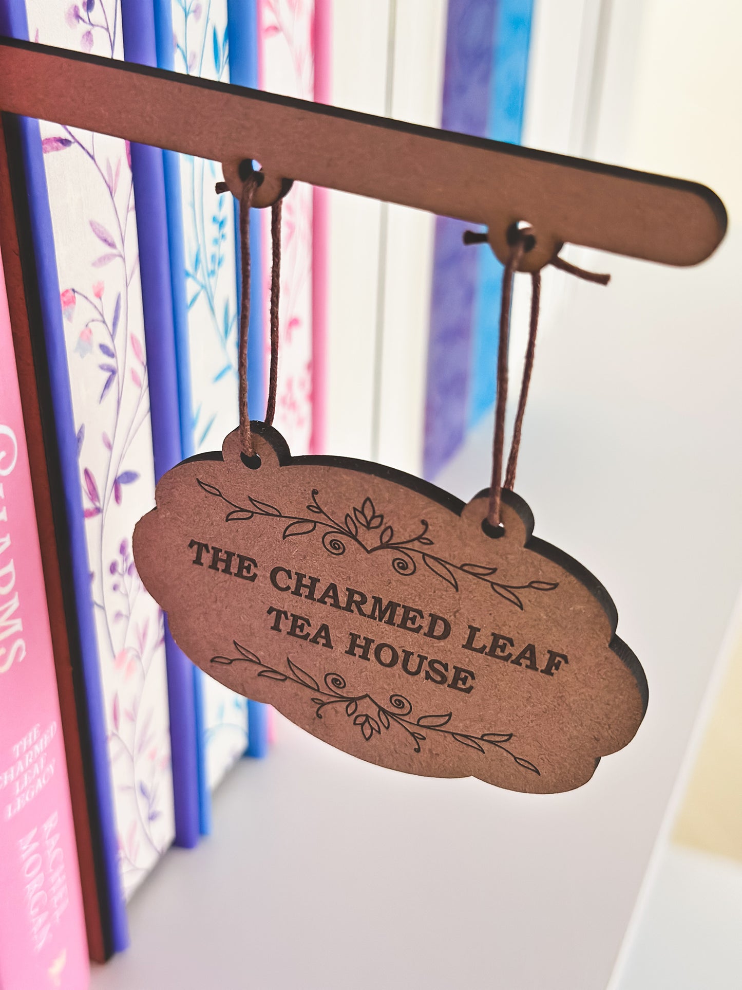 Bookshelf Sign: The Charmed Leaf Tea House